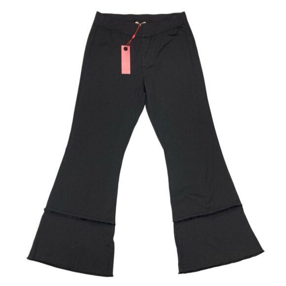 Wearables Tiered Raw Hem Flare Leg Pants Women XL Black Bell Bottoms Pull On NEW